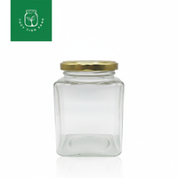 Hũ thủy tinh vuông nắp thiếc - 500ml