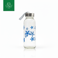 Chai thủy tinh tròn năp dây in hoa - 310ml