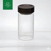Hũ thủy tinh borosilicate tròn nắp gỗ lõm vặn
