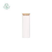 Hũ thủy tinh trụ tròn nắp tre nhấn