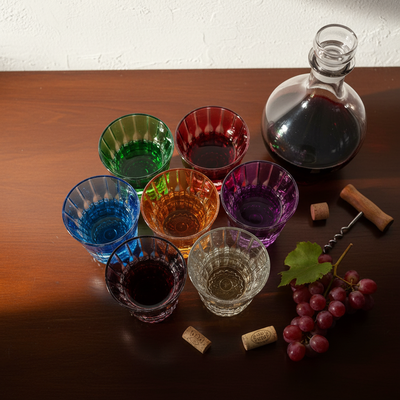 Ribbed Cut Crystal Tumbler Glass