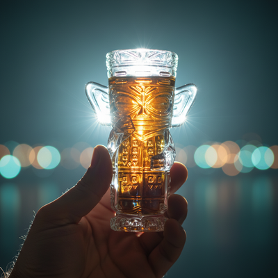 Tall Handled Tiki Glass Mug