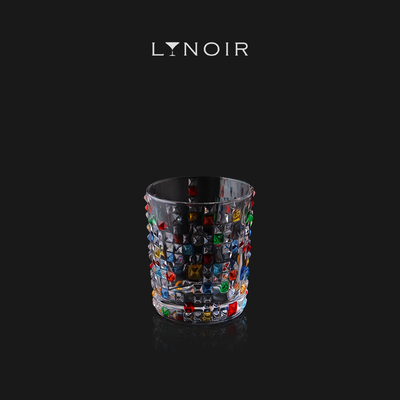 Colored Studded Tumbler Glass