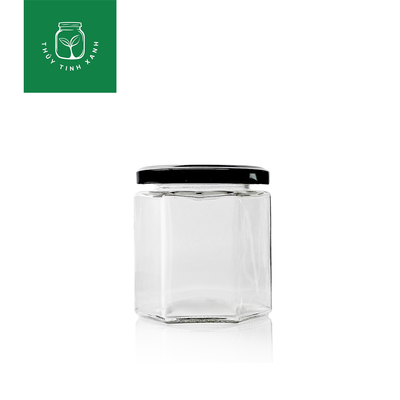 Hũ thủy tinh lục giác nắp thiếc - nhiều dung tích