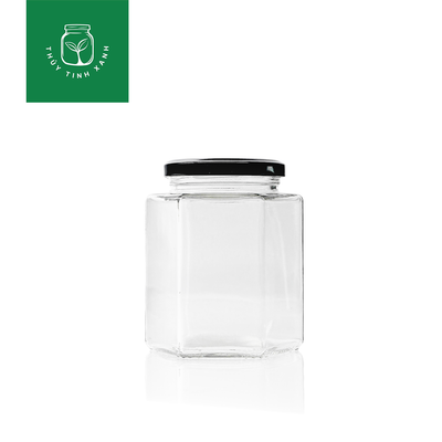 Hũ thủy tinh lục giác nắp thiếc - nhiều dung tích