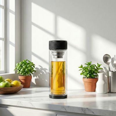 Bình giữ nhiệt Thủy Tinh Hai Lớp Đế Nhựa, Nắp Inox Phối Nhựa Đựng Thức Uống - 320ml [ BGN003 ]