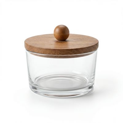 Set Hũ Thủy Tinh Tròn Nắp Gỗ Kèm Khay Đựng Gia Vị, Hạt Khô [SHTT003]