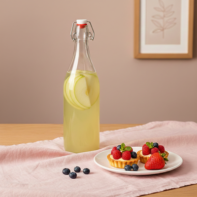 Combo 6 Chai Thủy Tinh Tròn Nắp Gài Đựng Thức Uống - Nhiều Dung Tích