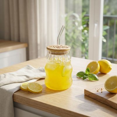 Ly Highball - Vertical Ripple with Glass Straw | 530ml | [LYNOIR_LY120]